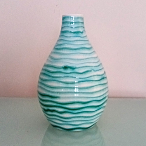 White green striped ceramic - white,