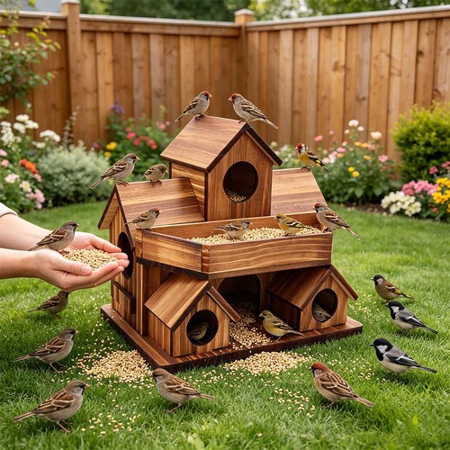Wooden bird house garden - bird,