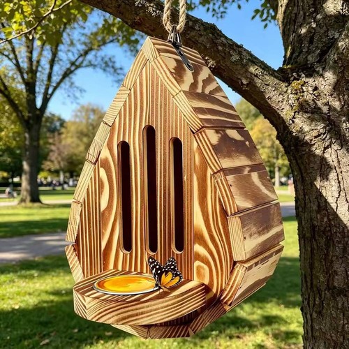 Hanging wooden bee - bee, moth