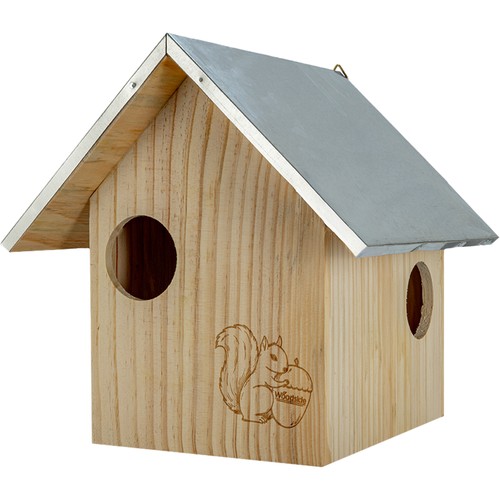 Wooden squirrel nest box - wooden,