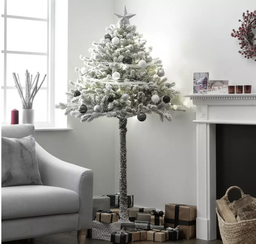 Snowy half christmas tree 6ft - christmas,